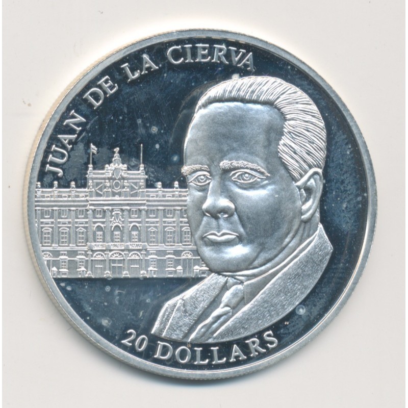Libéria - 20 Dollars 2004 - Juan de la cierva - argent BE