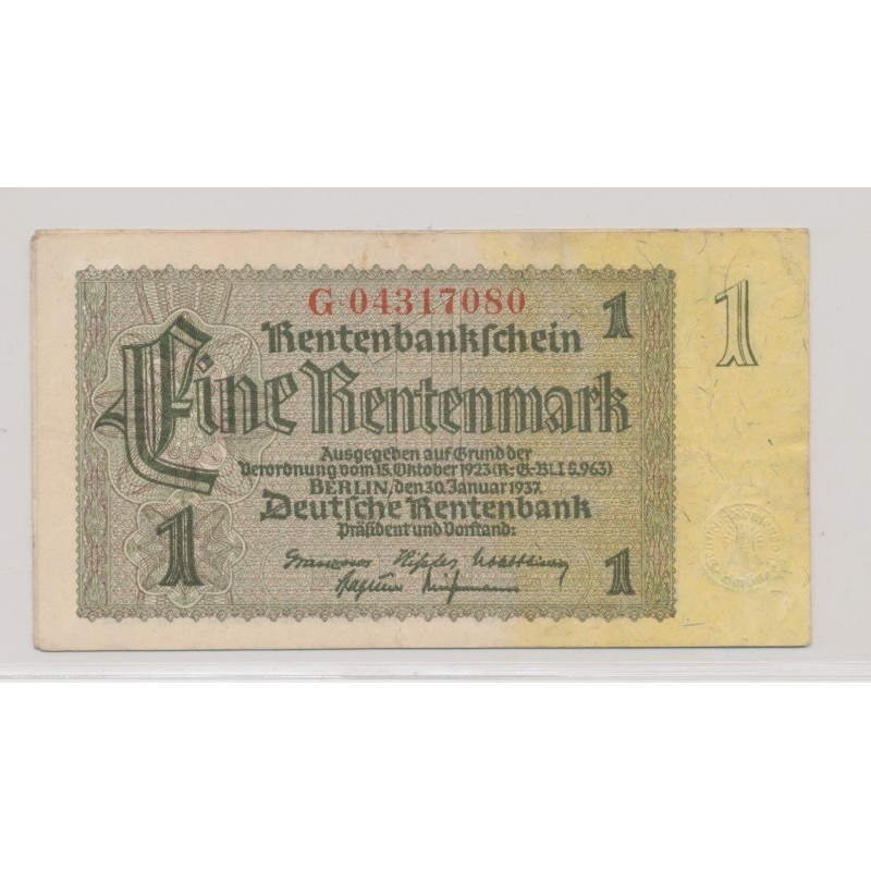 Billet - Allemagne - 1 Rentenmark - 1937