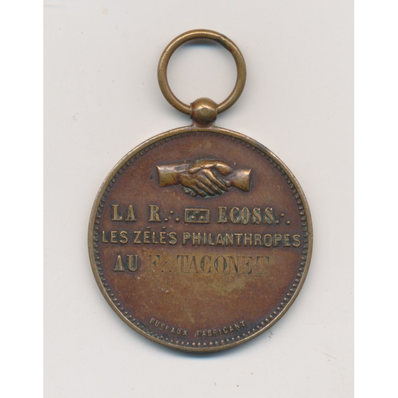 Jeton Maçonnique - Les Zeles philanthropes - loges à l'orient de Paris - laiton