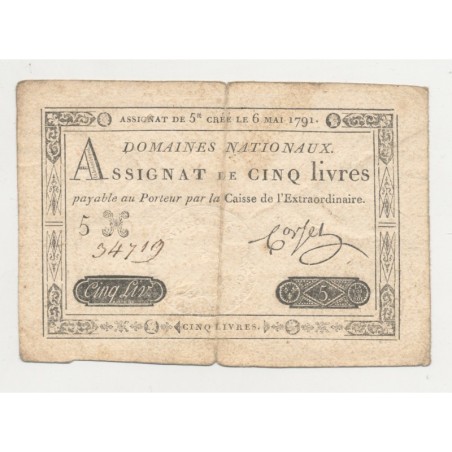 Assignat - 5 Livres - 6 Mai 1791