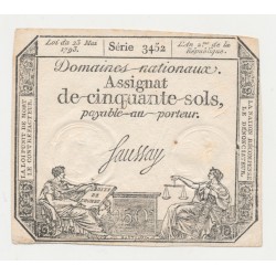 Assignat - 50 Sols - 23 mai 1793 - série 3452