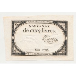 Assignat - 5 Livres - 31 Octobre 1793