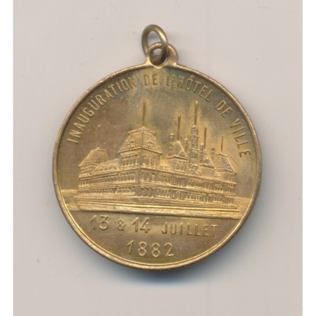 Médaille - Inauguration hôtel de ville - 13 et 14 juillet 1882 - Souvenir fête nationale 1882