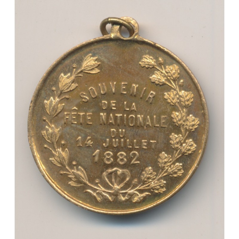 Médaille - Inauguration hôtel de ville - 13 et 14 juillet 1882 - Souvenir fête nationale 1882