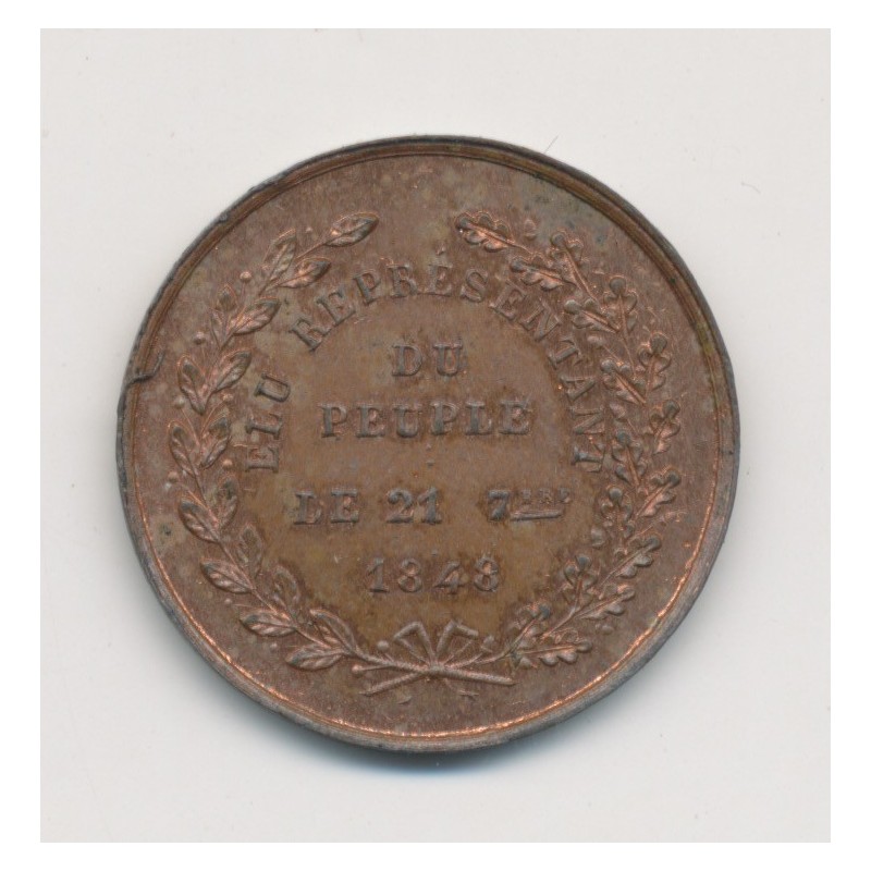 Médaille - Élection représentant du peuple 1848 - Louis  Charles Napoléon Bonaparte - cuivre