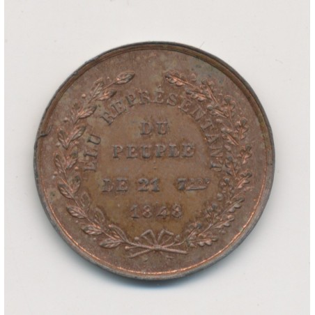 Médaille - Élection représentant du peuple 1848 - Louis  Charles Napoléon Bonaparte - cuivre