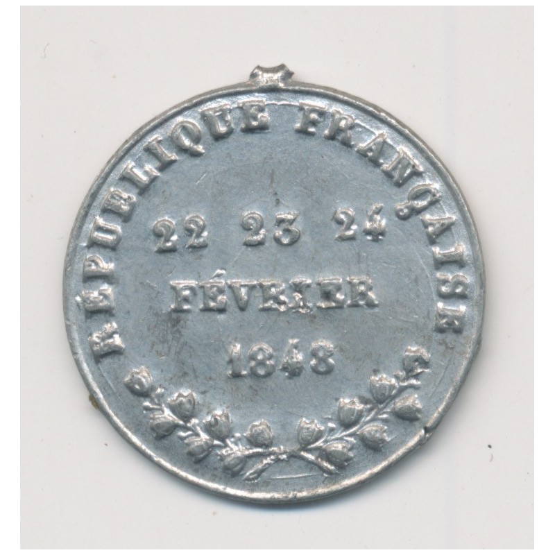Médaille - Journée 22 23 24 février 1848 - 2e République - étain