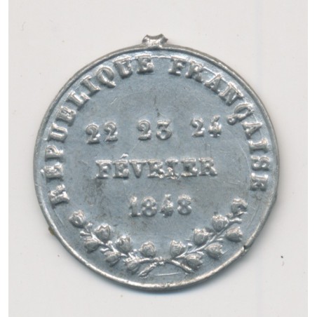 Médaille - Journée 22 23 24 février 1848 - 2e République - étain
