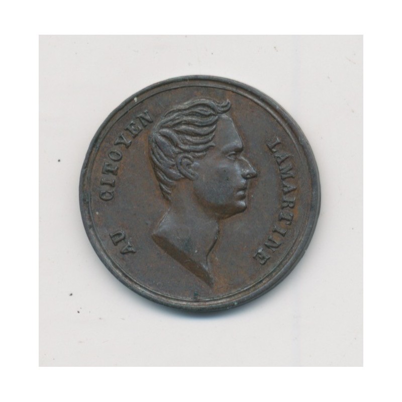 Médaille - Hommage à Lamartine - 1848 - 2e République - cuivre