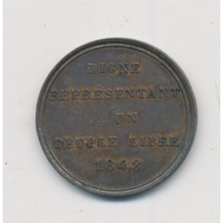 Médaille - Hommage à Lamartine - 1848 - 2e République - cuivre 2