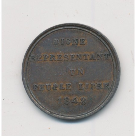 Médaille - Hommage à Lamartine - 1848 - 2e République - cuivre