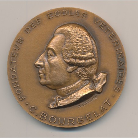 Médaille - Fondateur écoles vétérinaires - C.Bourgelat - bronze - 1967