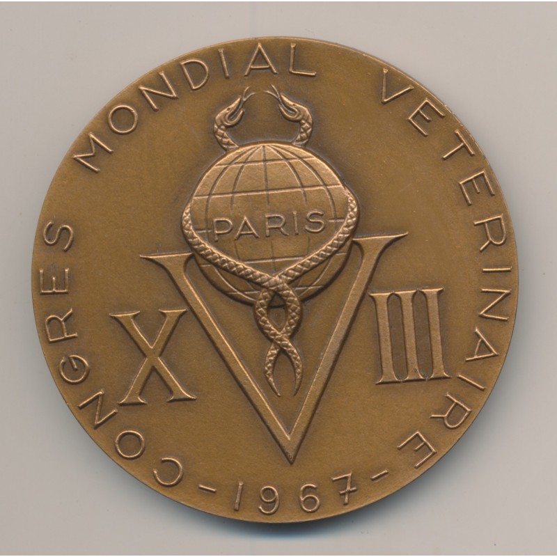 Médaille - Fondateur écoles vétérinaires - C.Bourgelat - bronze - 1967