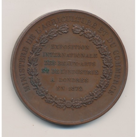 Médaille - Exposition internationale des beaux arts et de l'industrie - Londres 1872 - cuivre