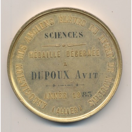 Médaille - Association des anciens élèves du lycée de Moulins - 1883 - allier - cuivre