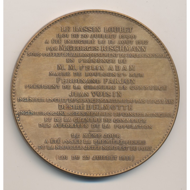Médaille - Le Bassin Loubet - Boulogne sur mer - 1912 - bronze