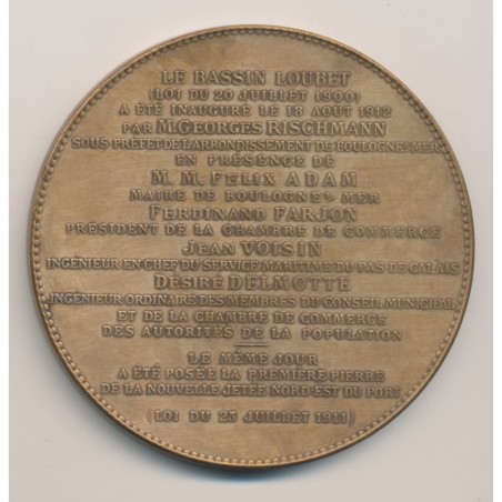 Médaille - Le Bassin Loubet - Boulogne sur mer - 1912 - bronze