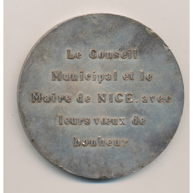 Médaille de mariage - Mairie de Nice - bronze argenté - Basler