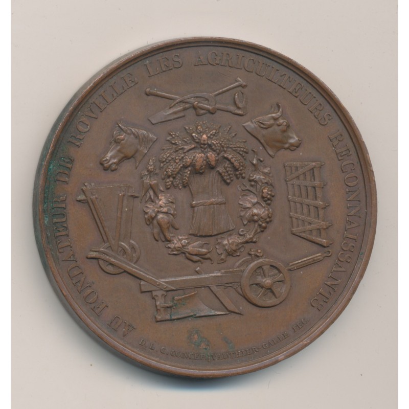 Médaille - Mathieu de Dombasle - 1843 - agriculture - bronze