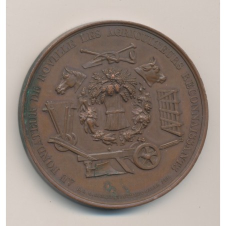 Médaille - Mathieu de Dombasle - 1843 - agriculture - bronze