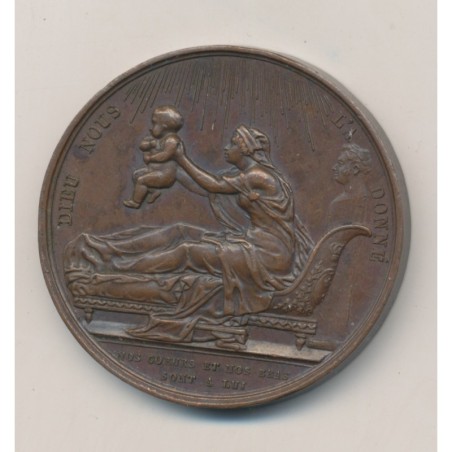 Médaille - Naissance du futur comte de Chambord - Henri V - 29 septembre 1820 - cuivre