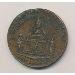 Médaille - Mort de Ferdinand philippe Duc d'Orléans - 1842 - cuivre 2