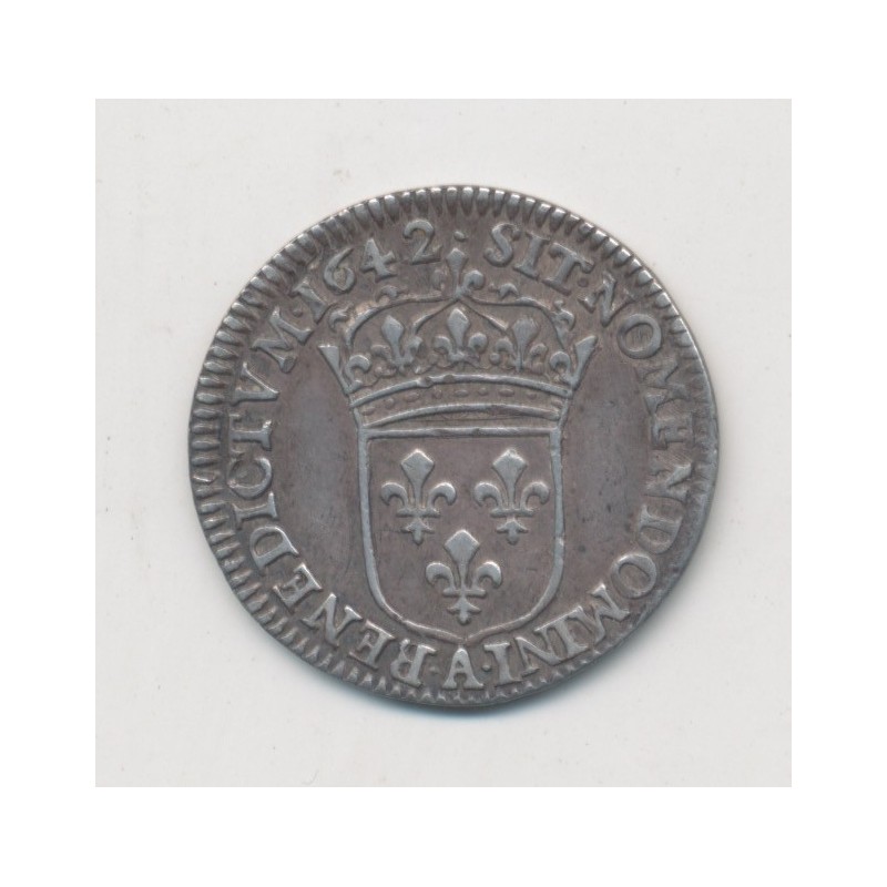 Louis XIII - 1/12 écu - 1642 A Paris - 1er poinçon - 1 point