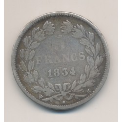 5 Francs Louis philippe I - 1834 H La rochelle - Tranche en relief 2