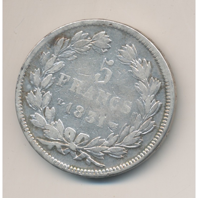 5 Francs Louis philippe I - 1831 T Nantes - Tranche en relief