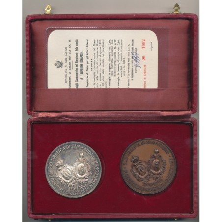 St Marin - Coffret 2 Médailles argent et bronze - Napoléon Bonaparte - 1769-1969