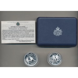 St Marin - Coffret 2 monnaies - 5 et 10 Euro 2004 - Coupe du monde football 2006 - argent 2