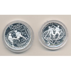 St Marin - Coffret 2 monnaies - 5 et 10 Euro 2004 - Coupe du monde football 2006 - argent