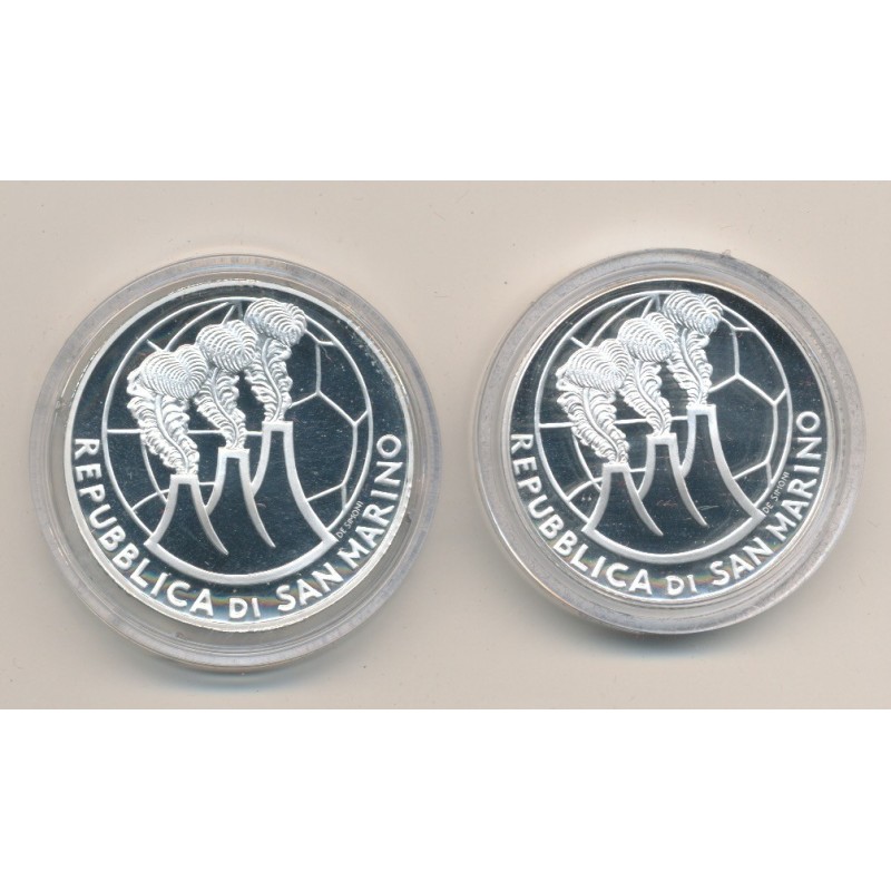 St Marin - Coffret 2 monnaies - 5 et 10 Euro 2004 - Coupe du monde football 2006 - argent