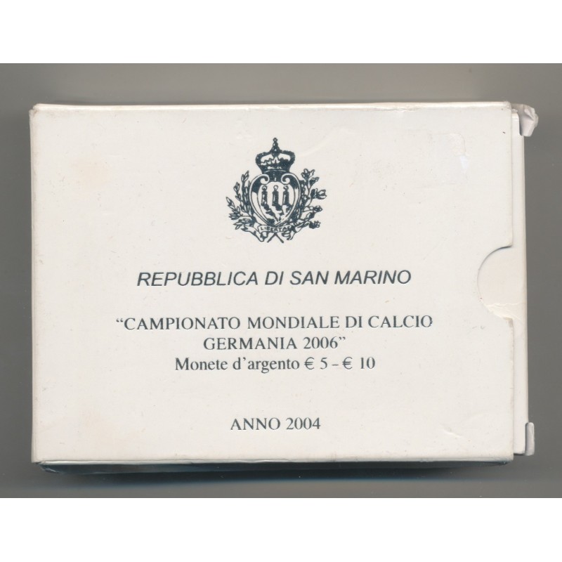 St Marin - Coffret 2 monnaies - 5 et 10 Euro 2004 - Coupe du monde football 2006 - argent