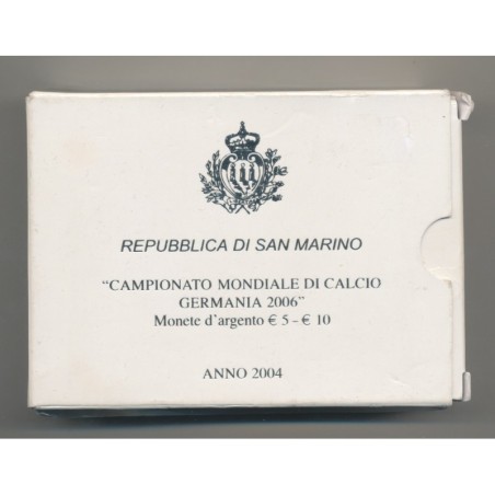 St Marin - Coffret 2 monnaies - 5 et 10 Euro 2004 - Coupe du monde football 2006 - argent