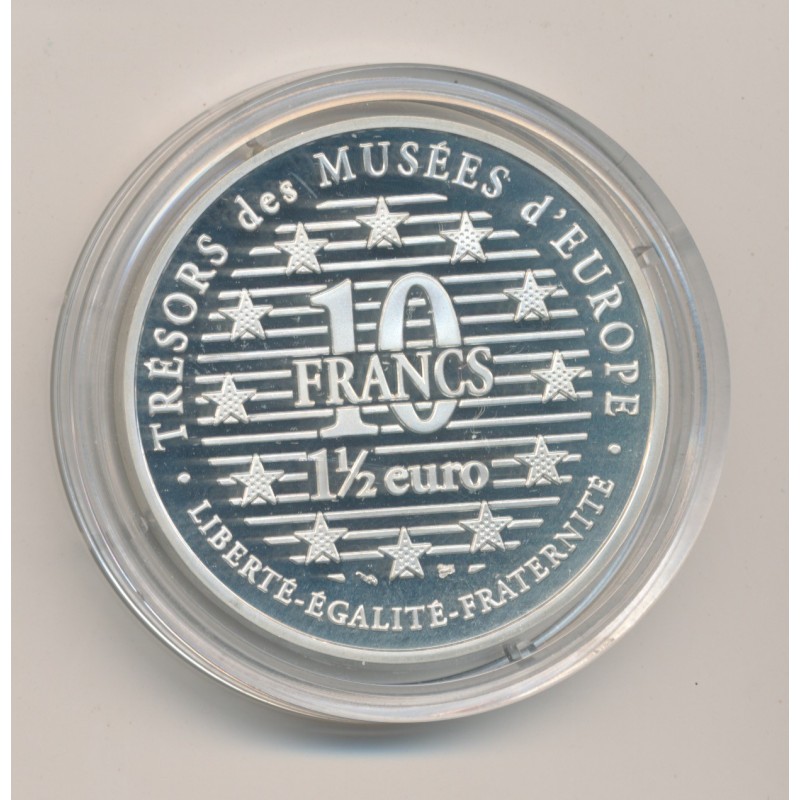 10 Francs - 1,5 Euro - Le penseur de Rodin - 1996 - argent BE