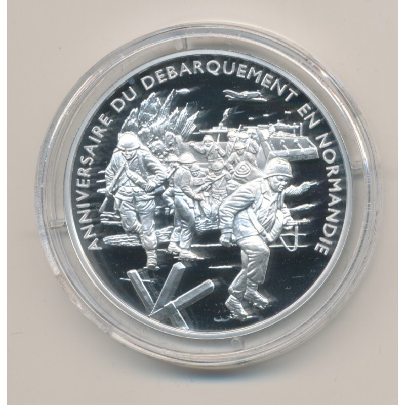 Médaille - Débarquement troupes Américaines sur la plage Omaha - Débarquement en normandie - argent 