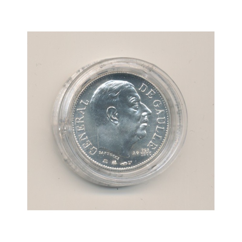 Médaille - Charles De Gaulle - argent - 1980 - 21mm