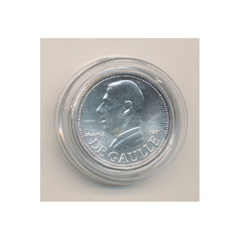 Médaille - Charles De Gaulle - portrait à gauche - argent - 1981 - 21mm - sans certificat