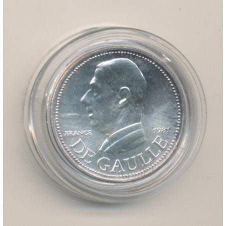 Médaille - Charles De Gaulle - portrait à gauche - argent - 1981 - 21mm - sans certificat