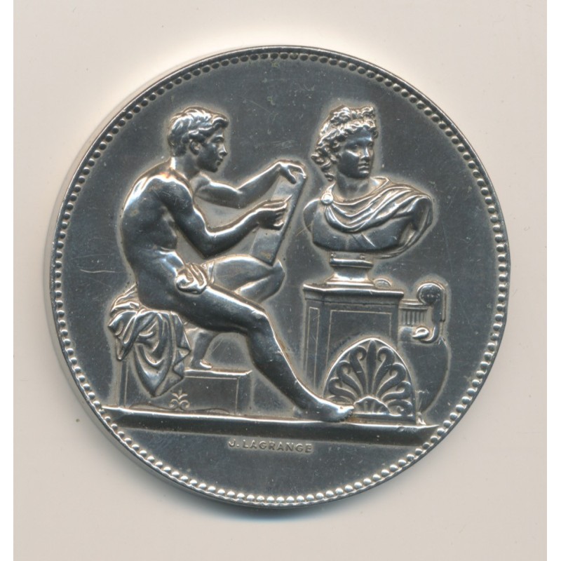 Médaille - Ville de paris - Enseignement dessin - 1883 - bronze argenté
