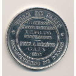 Médaille - Ville de paris - Enseignement dessin - 1883 - bronze argenté 2