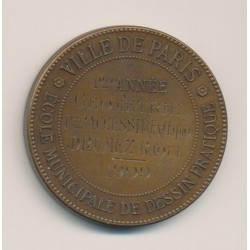 Médaille - Ville de paris - École de dessin - 1ère année géométrie - 1909 - bronze