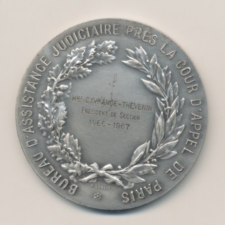 Médaille - Ville de Paris - Assistance judiciaire - 1966-1967 - bronze argenté