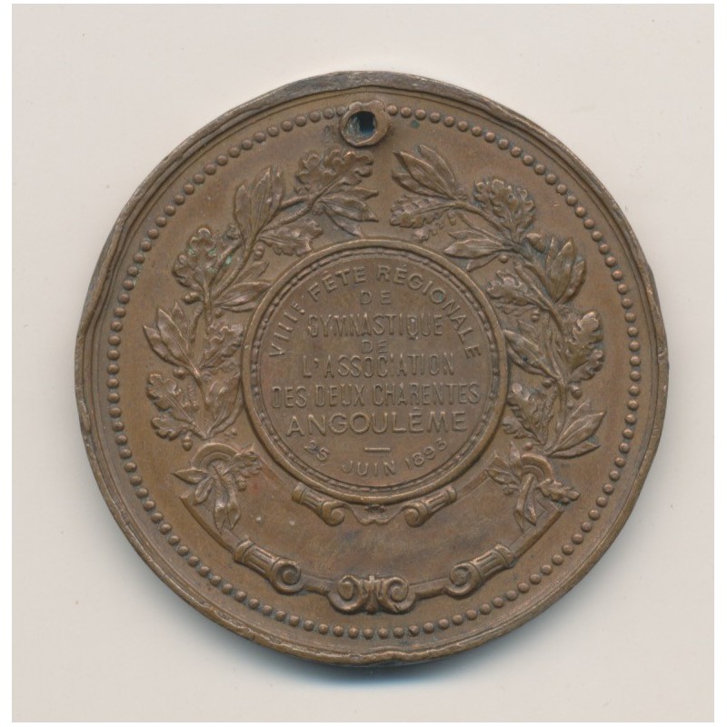 Médaille - 8e Fête régionale de gymnastique - 1893 - Les deux charentes - bronze