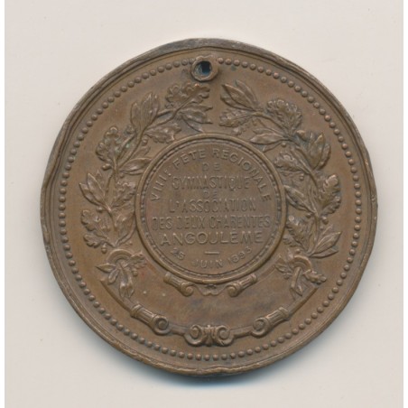 Médaille - 8e Fête régionale de gymnastique - 1893 - Les deux charentes - bronze