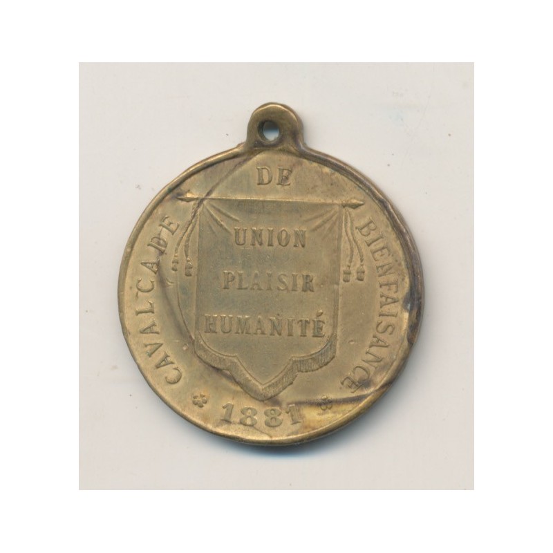 Médaille - Cavalcade de bienfaisance - 1881 - Reims - laiton