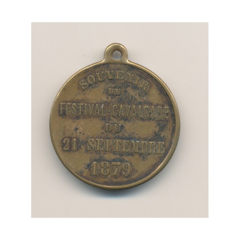 Médaille - Souvenir de cavalcade - 1879 - Voiron - laiton