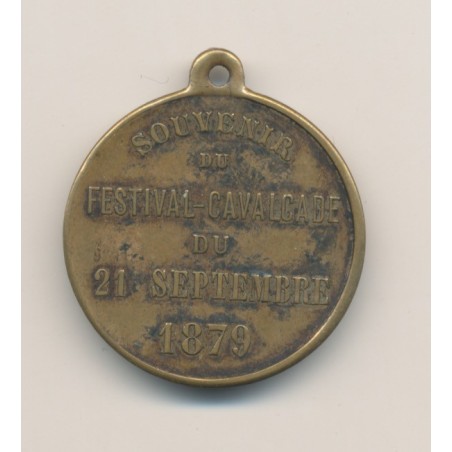 Médaille - Souvenir de cavalcade - 1879 - Voiron - laiton