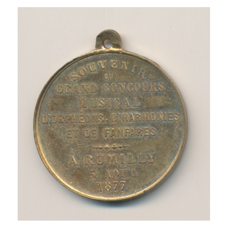 Médaille - Souvenir concours de musique - Rumilly - 1877 - laiton
